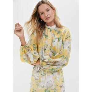 Zimmermann Acacia scalloped floral-print ramie-voile blouse Top size US 8 - AU 2